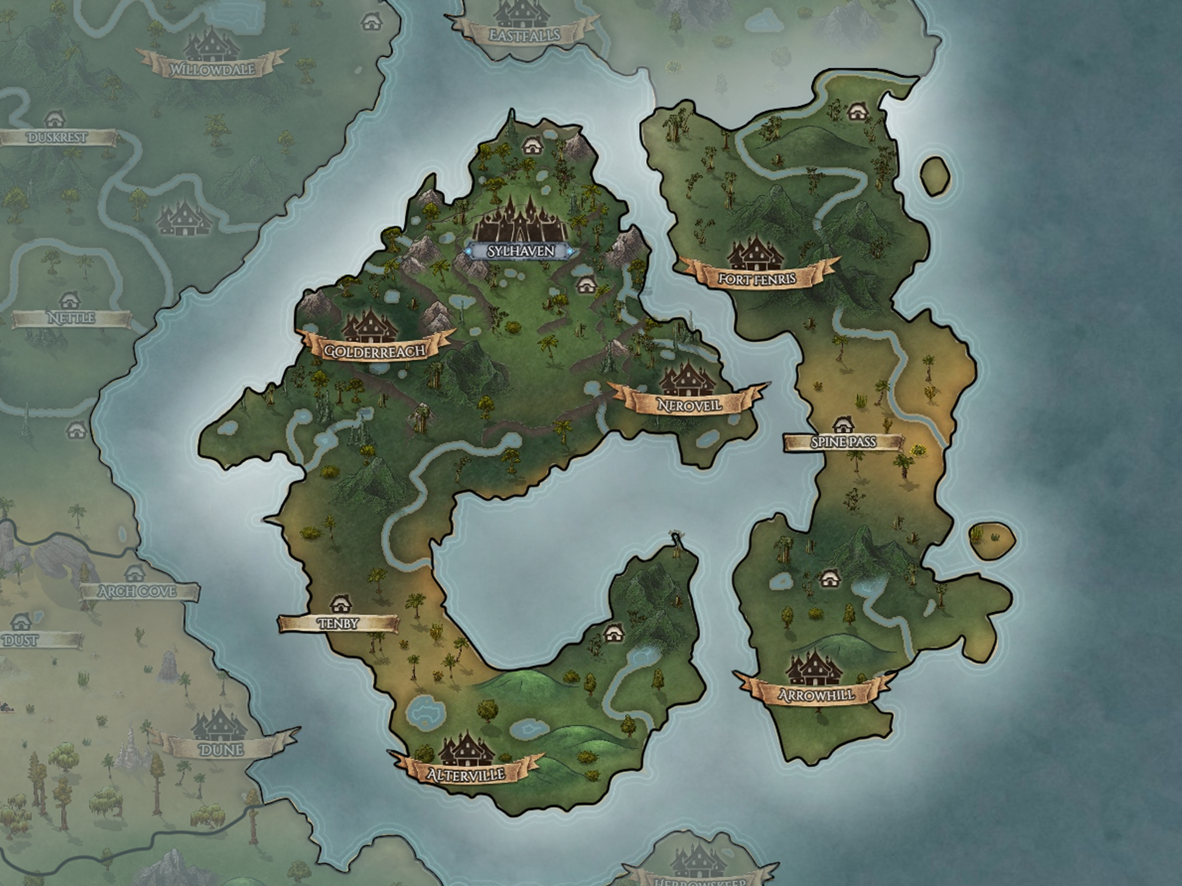 Map detail of Nythara