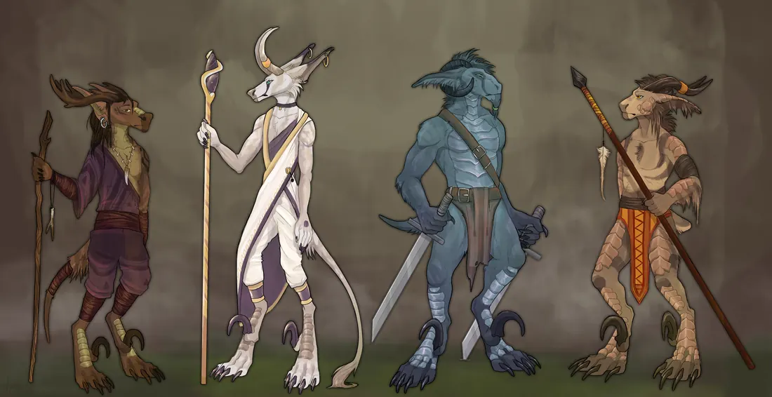 The four races of the Arcanus, displayed side-by-side