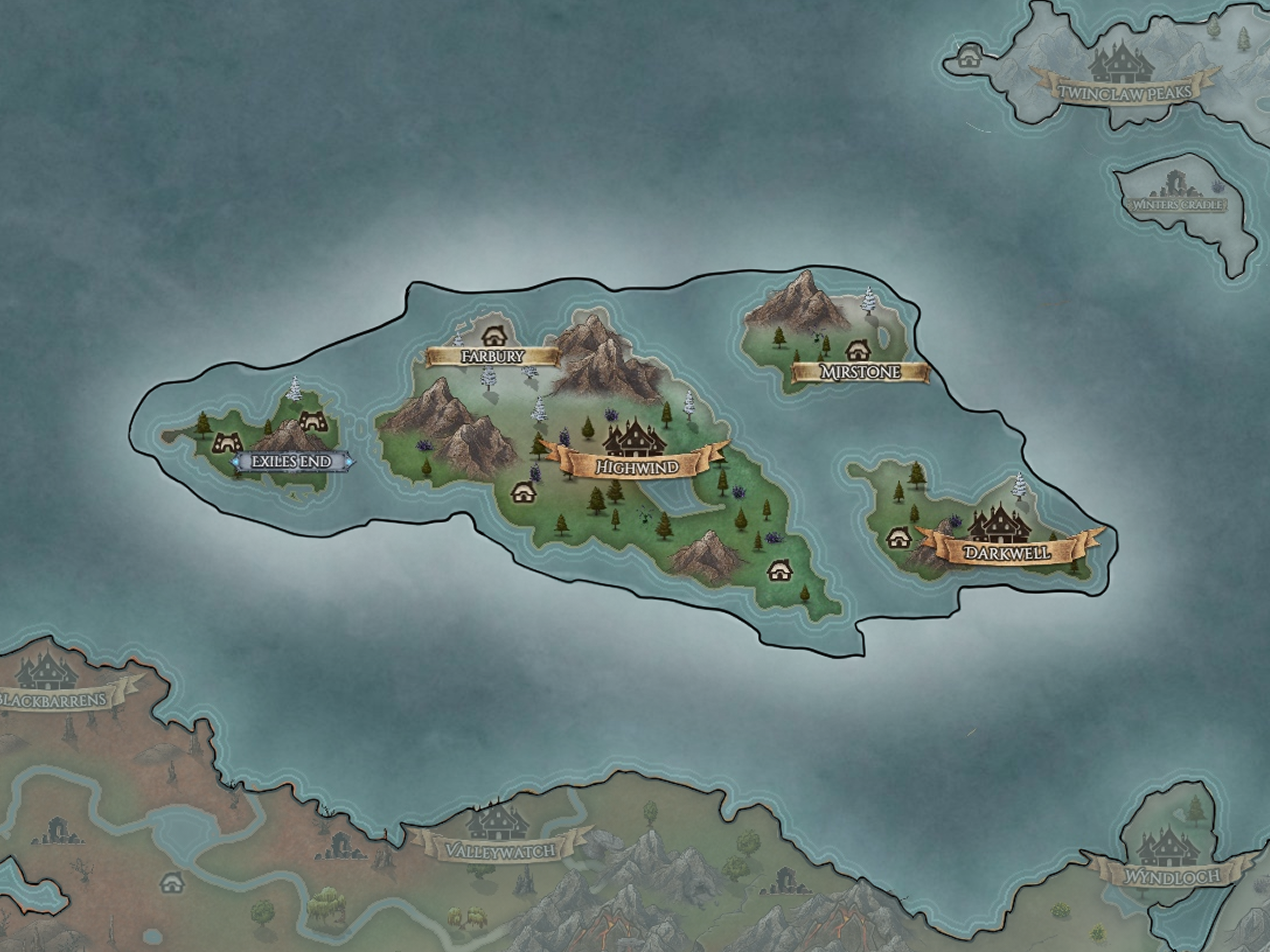 Map closeup of The Outer Reaches