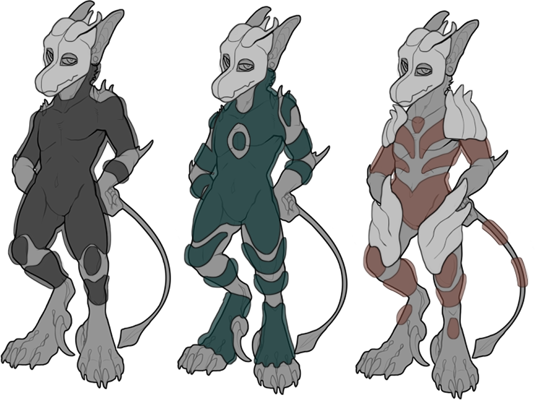 Three examples of false armor in different shapes and colors