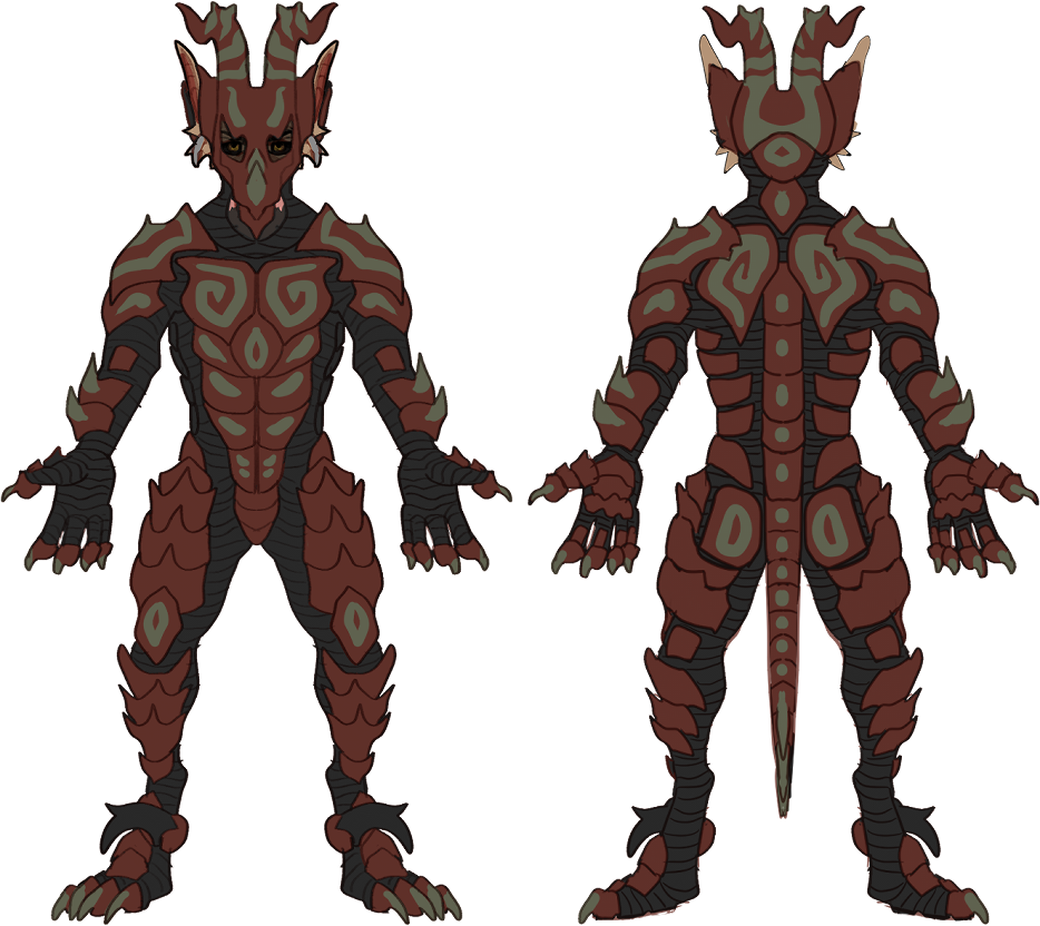 Example of a full Arcanus battle armor in red and white